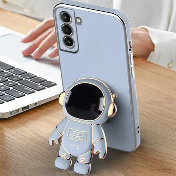 6D Plating Astronaut Fold Stand Phone Case For Samsung - Picture 2 of 3